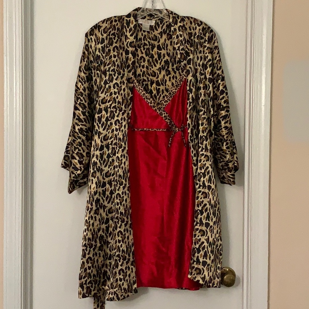 Satin like nightgown and robe